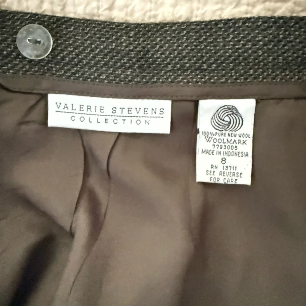 Valerie Stevens‎ Classic Brown 100% Wool Tweed Lined Pencil Skirt Size 8
